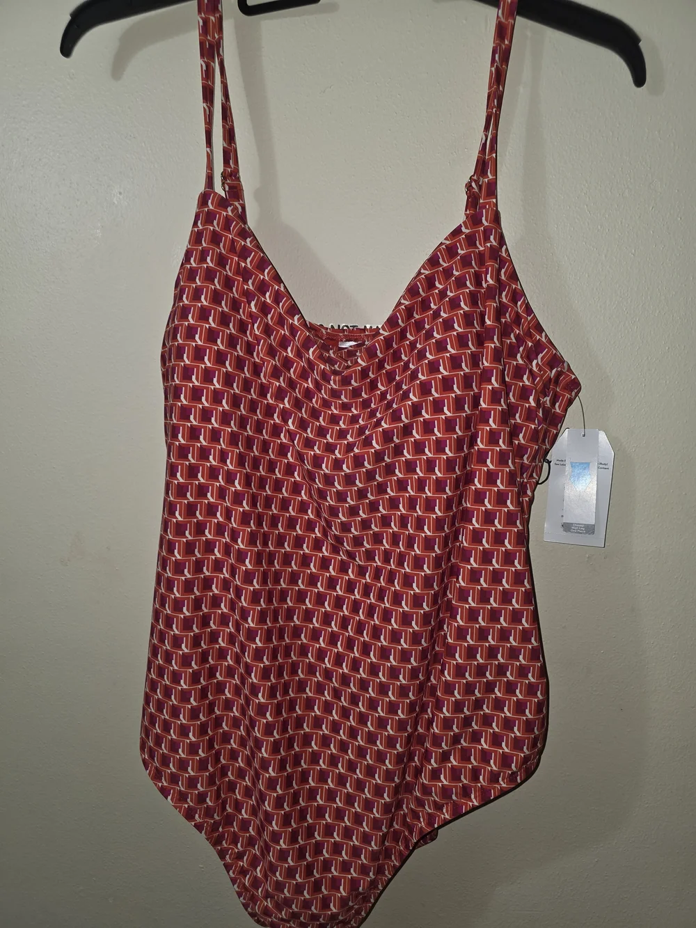 Time and Tru Red Geometric One-Piece Swimsuit